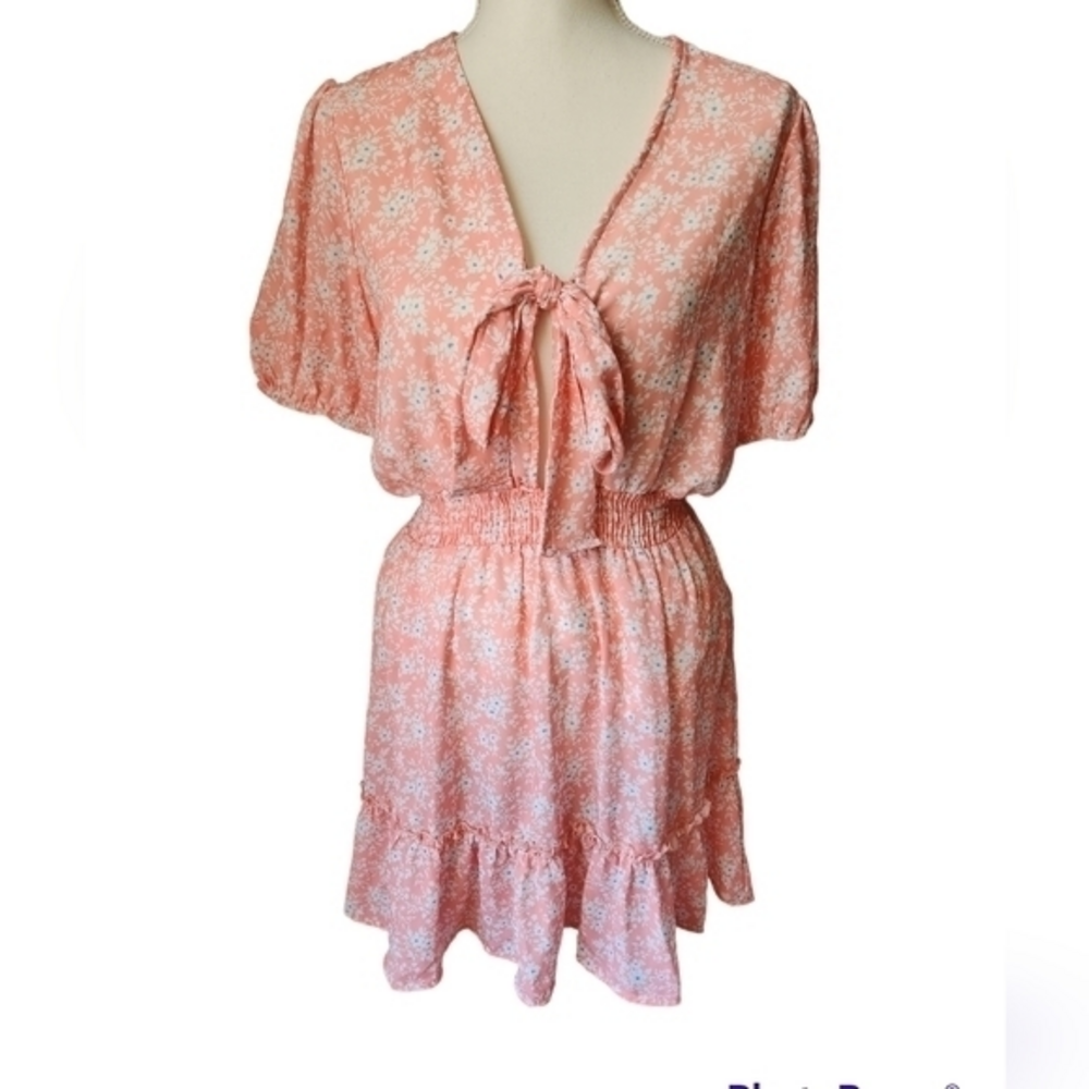 Peach love peach floral‎ dress